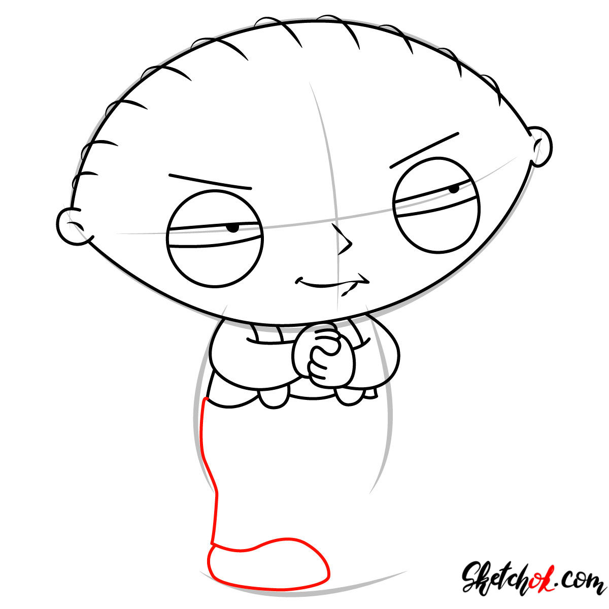 How to draw tricky Stewie Griffin - step 08