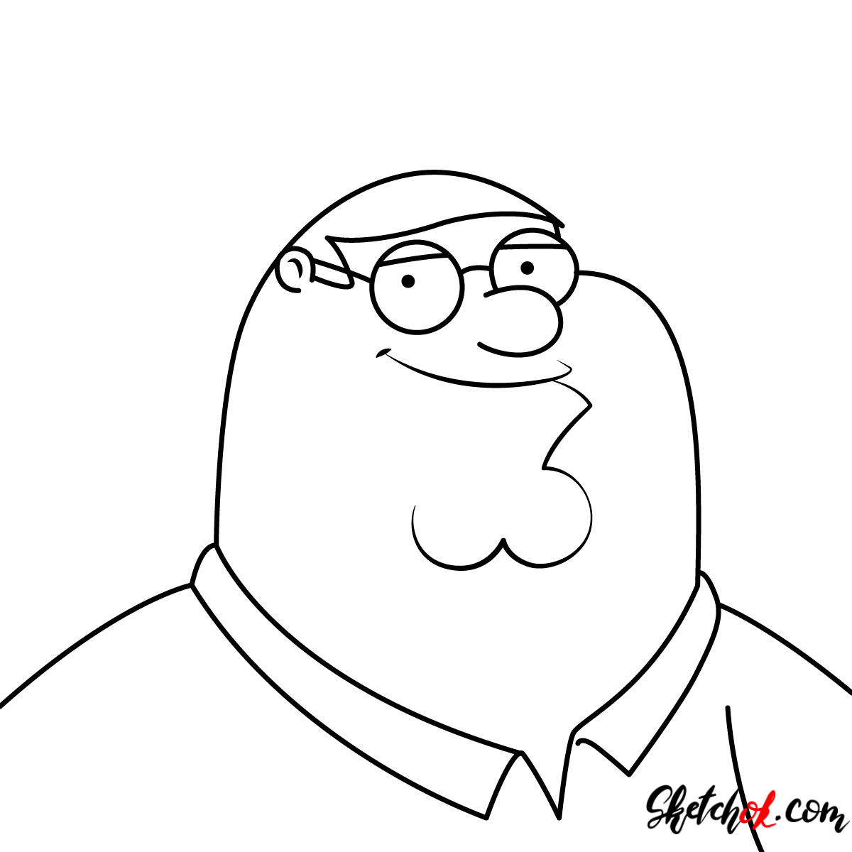 How to draw a portrait of Peter Griffin - SketchOk