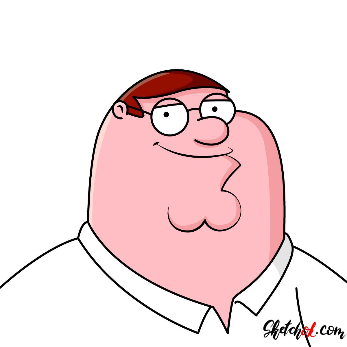 How To Draw A Portrait Of Peter Griffin Sketchok Step By Step Drawing Tutorials