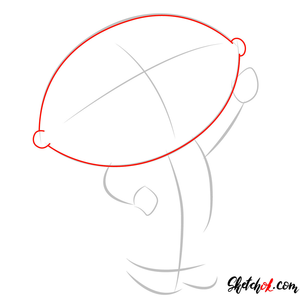 How to draw Stewie Griffin - step 02