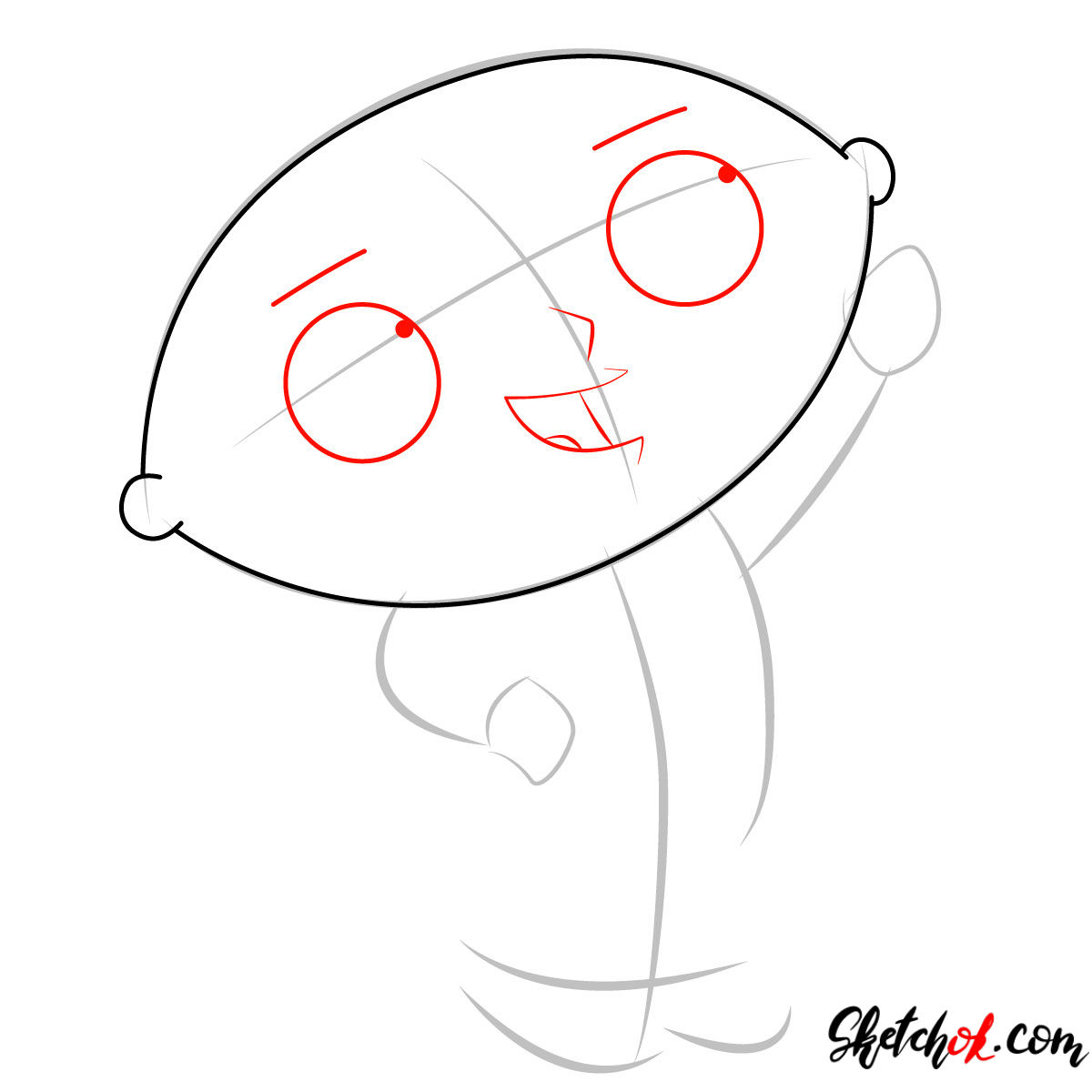 How to draw Stewie Griffin - step 03