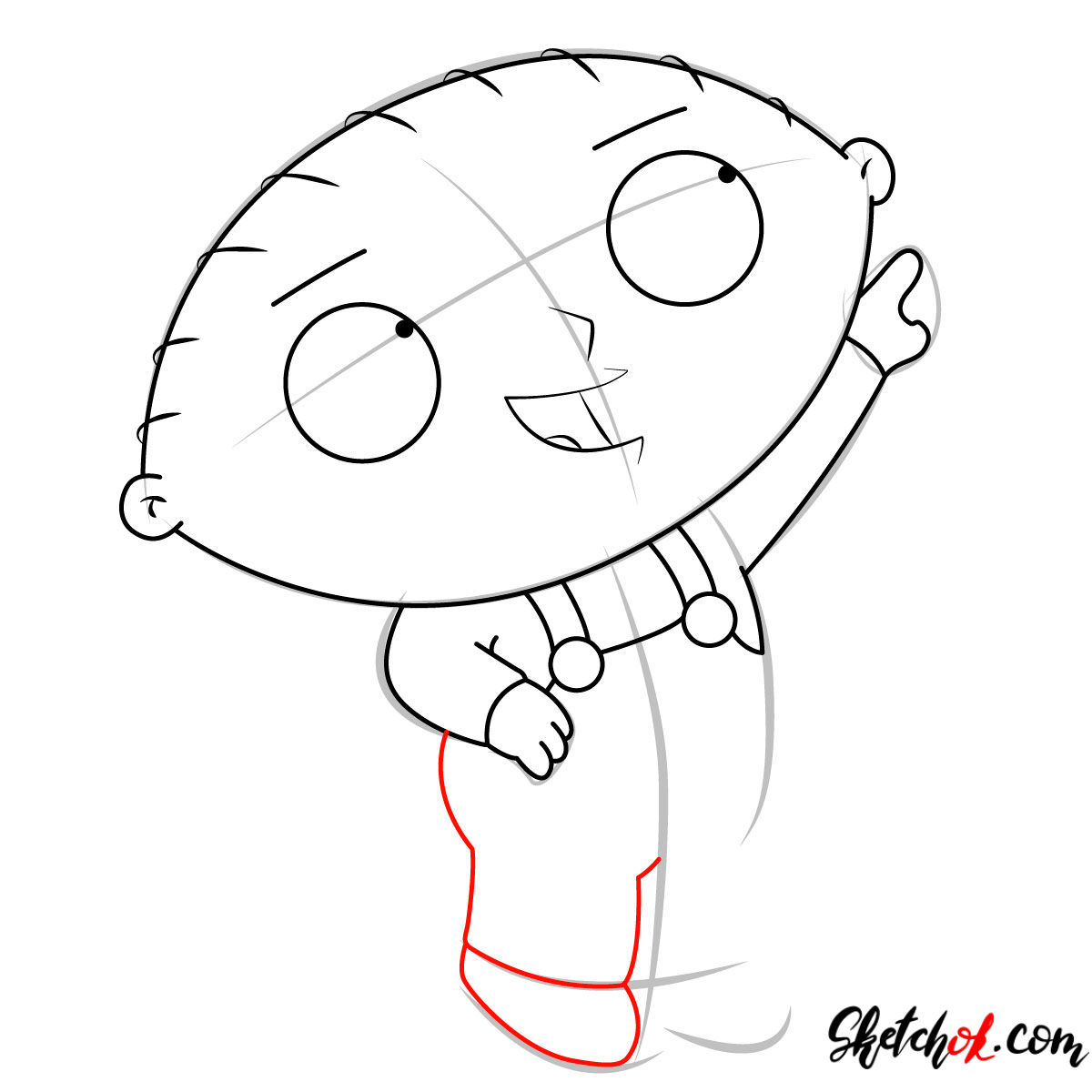 How to draw Stewie Griffin - step 07