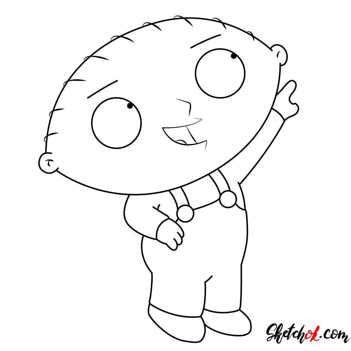 How to draw Stewie Griffin Sketchok easy drawing guides