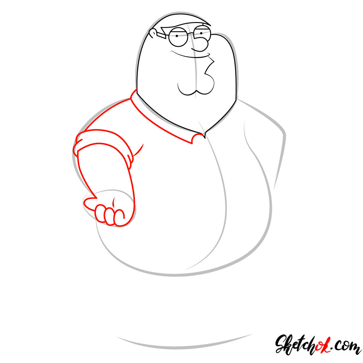 How to draw Peter Griffin - step 05