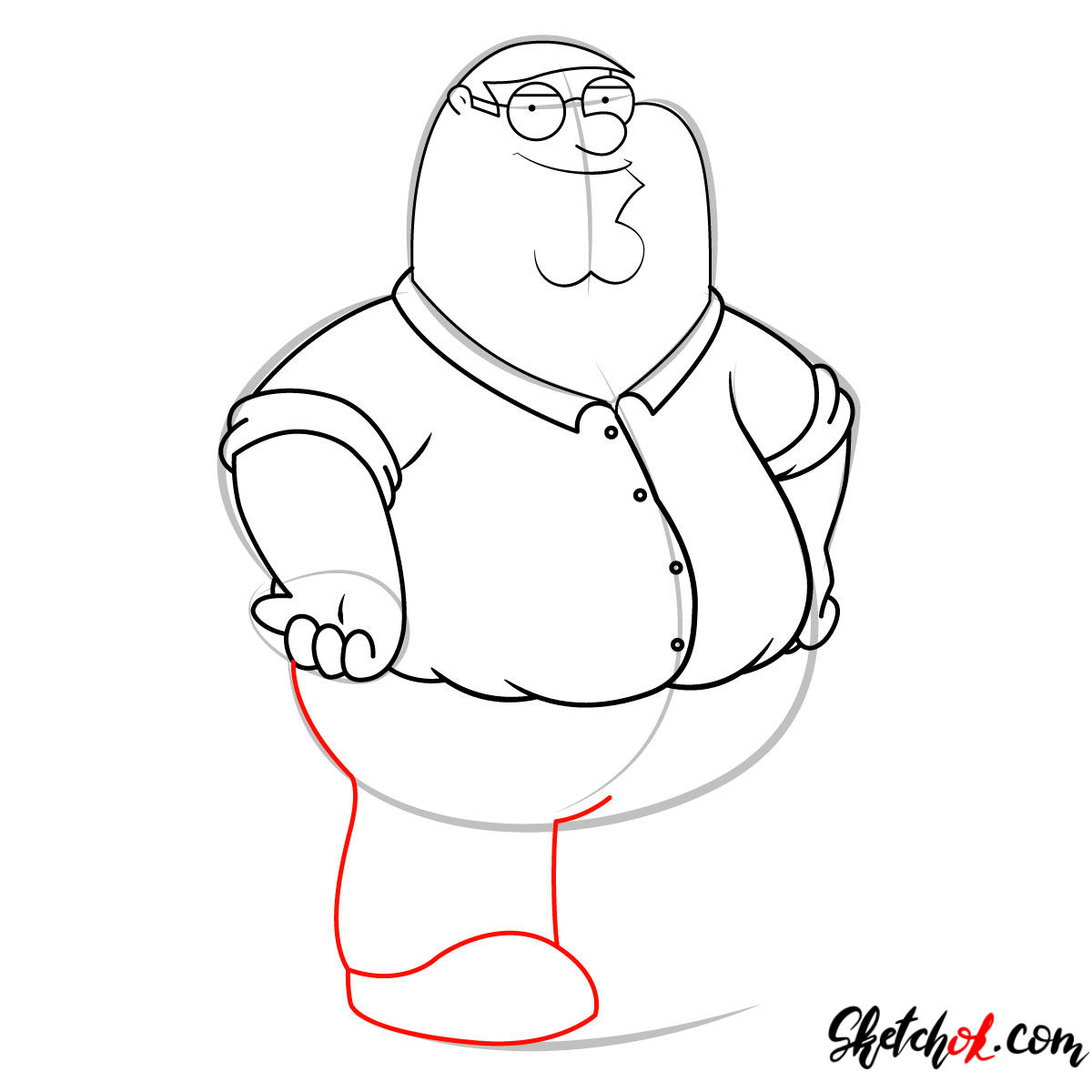 How to draw Peter Griffin - step 08