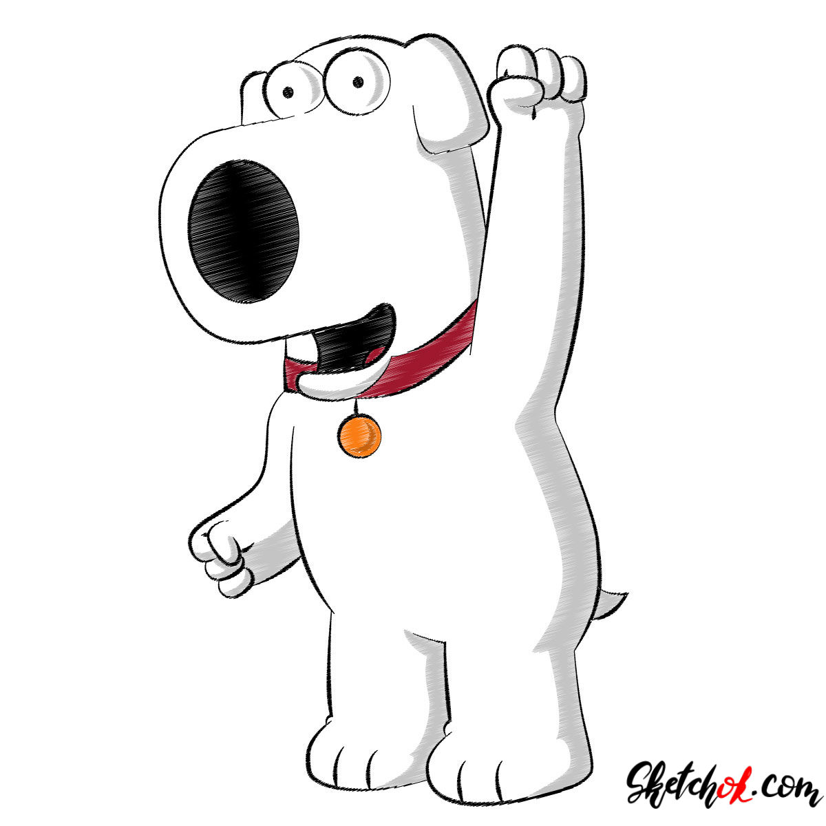 How To Draw Brian Griffin Step By Step - Draw a line, which will act as