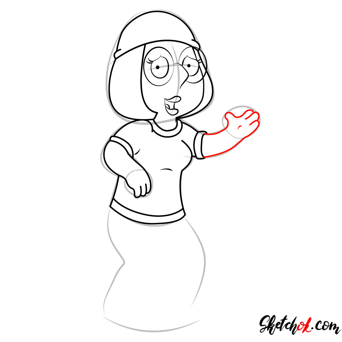 How to draw Meg Griffin - step 08