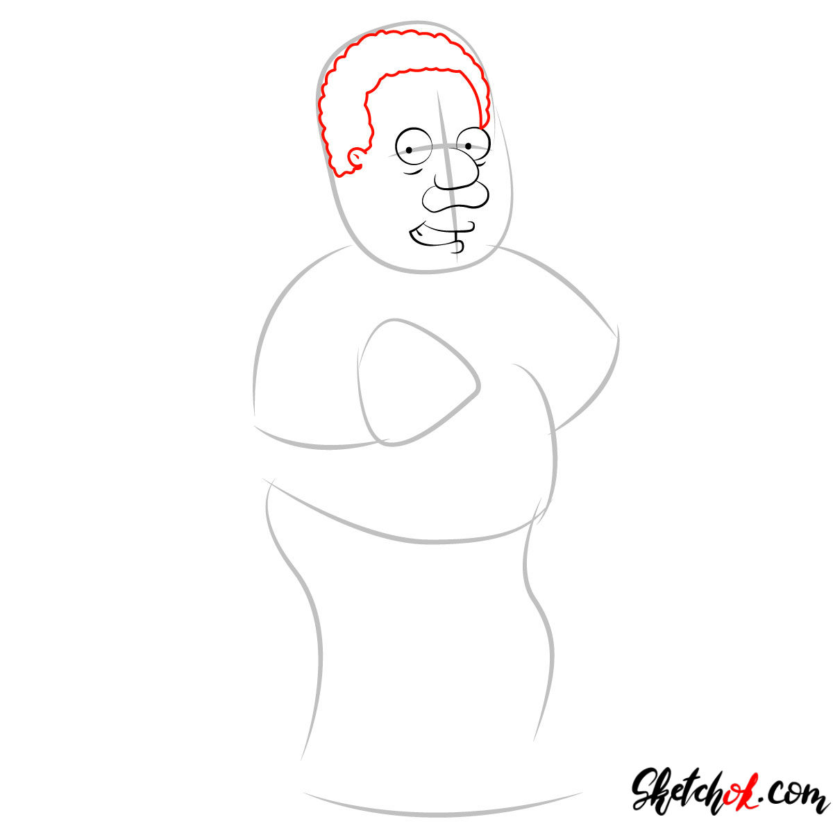 How to draw Cleveland Brown - step 03