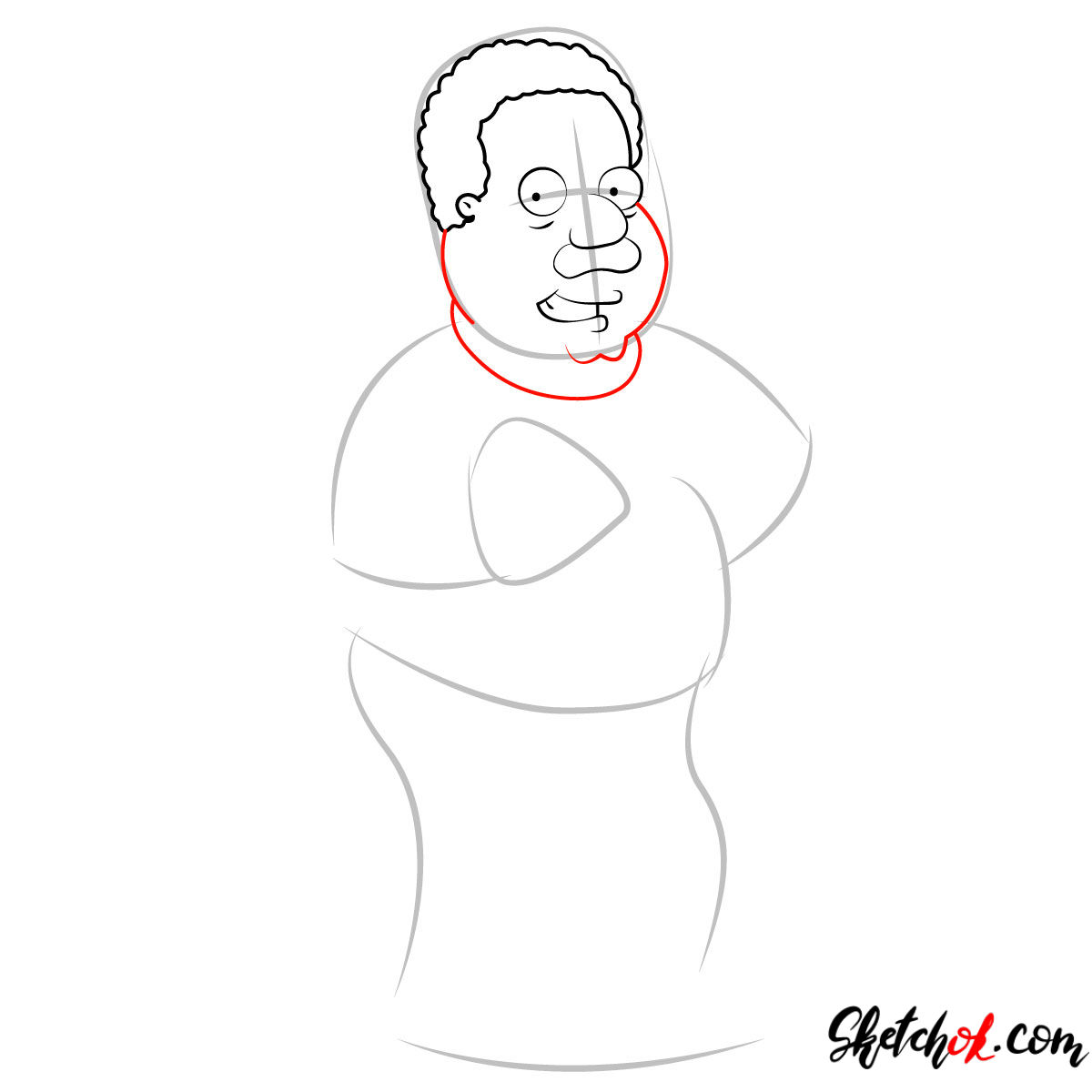 How to draw Cleveland Brown - step 04