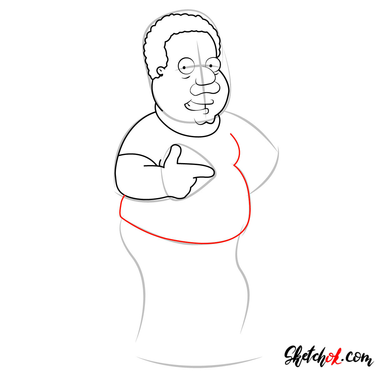 How to draw Cleveland Brown - step 06