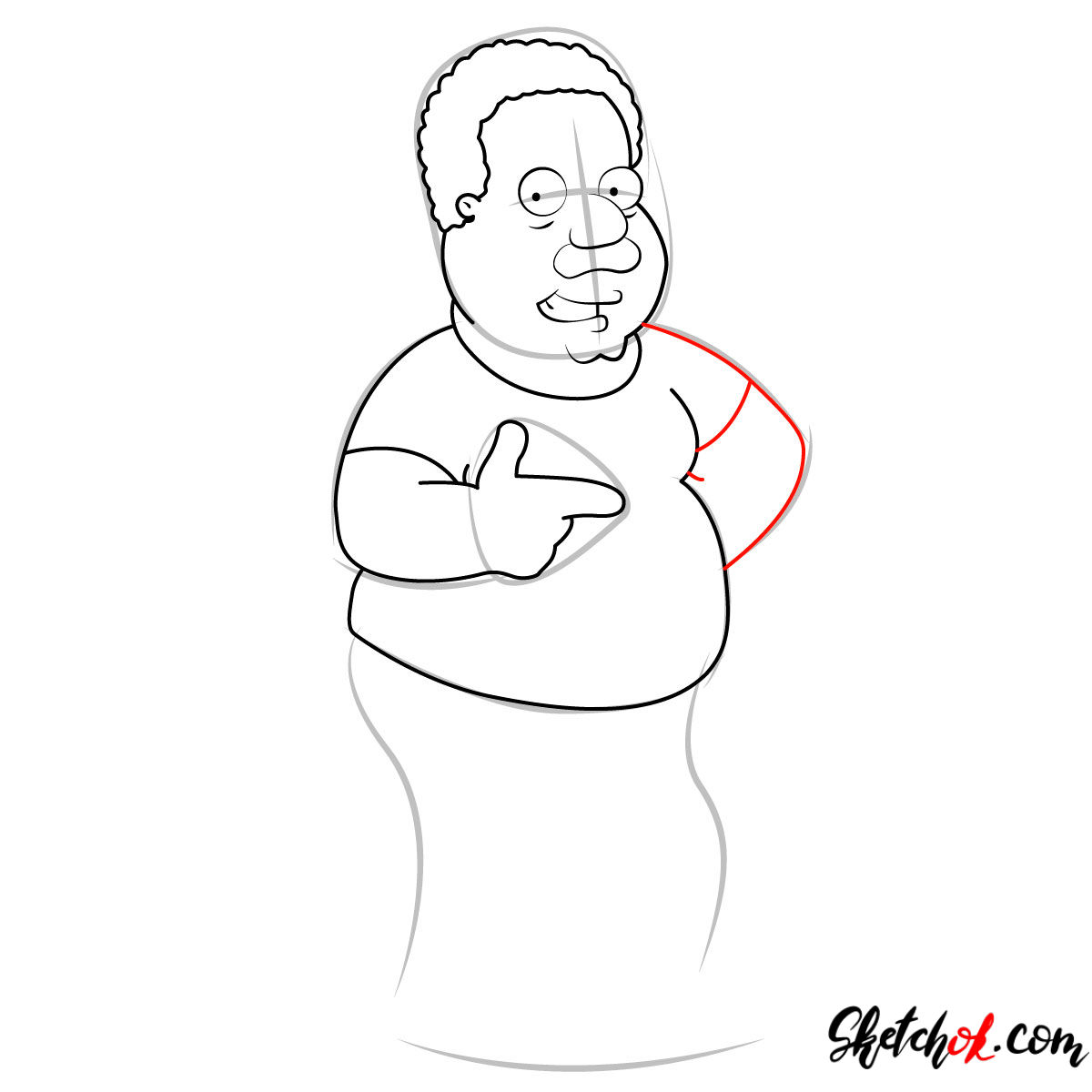 How to draw Cleveland Brown - step 07
