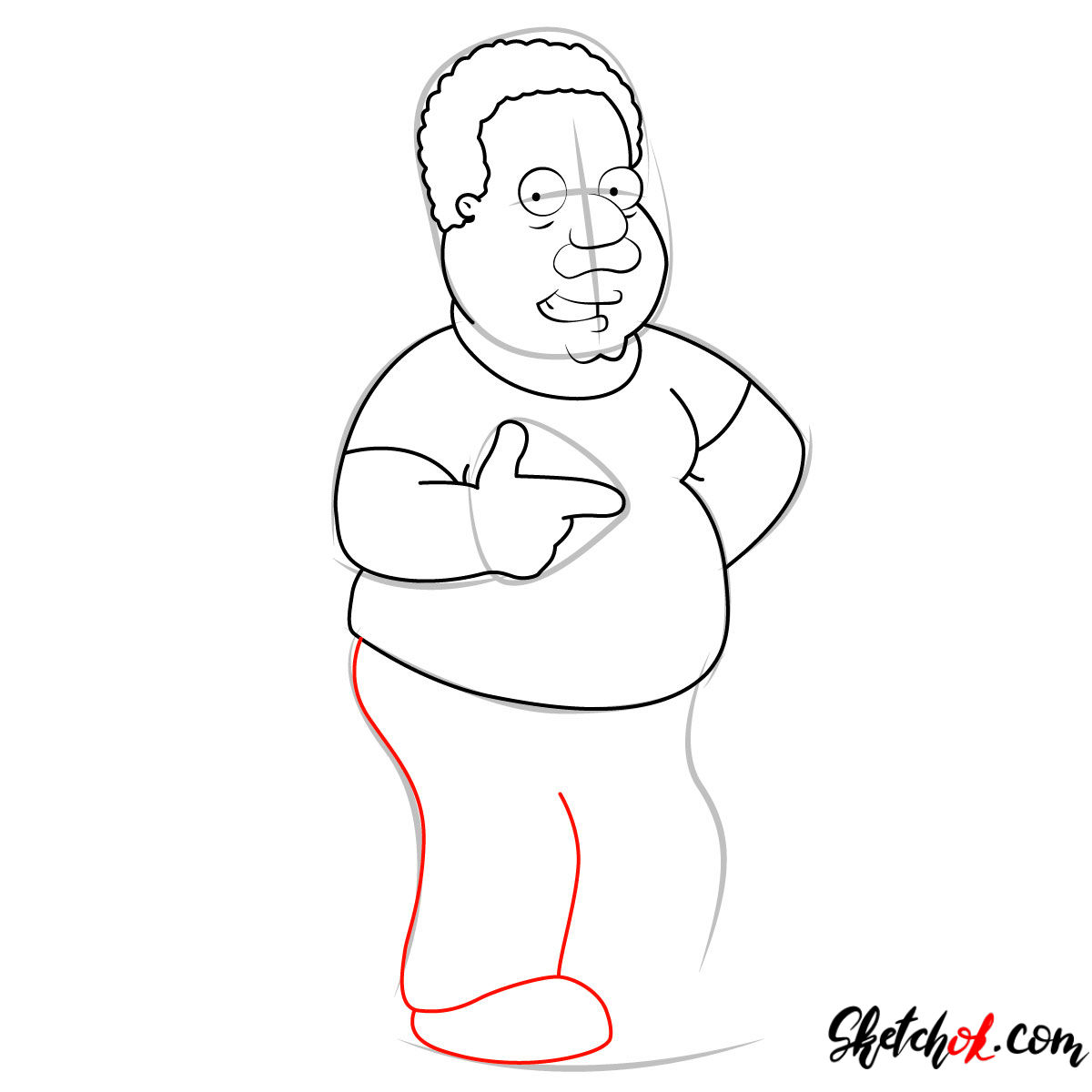 How to draw Cleveland Brown - step 08
