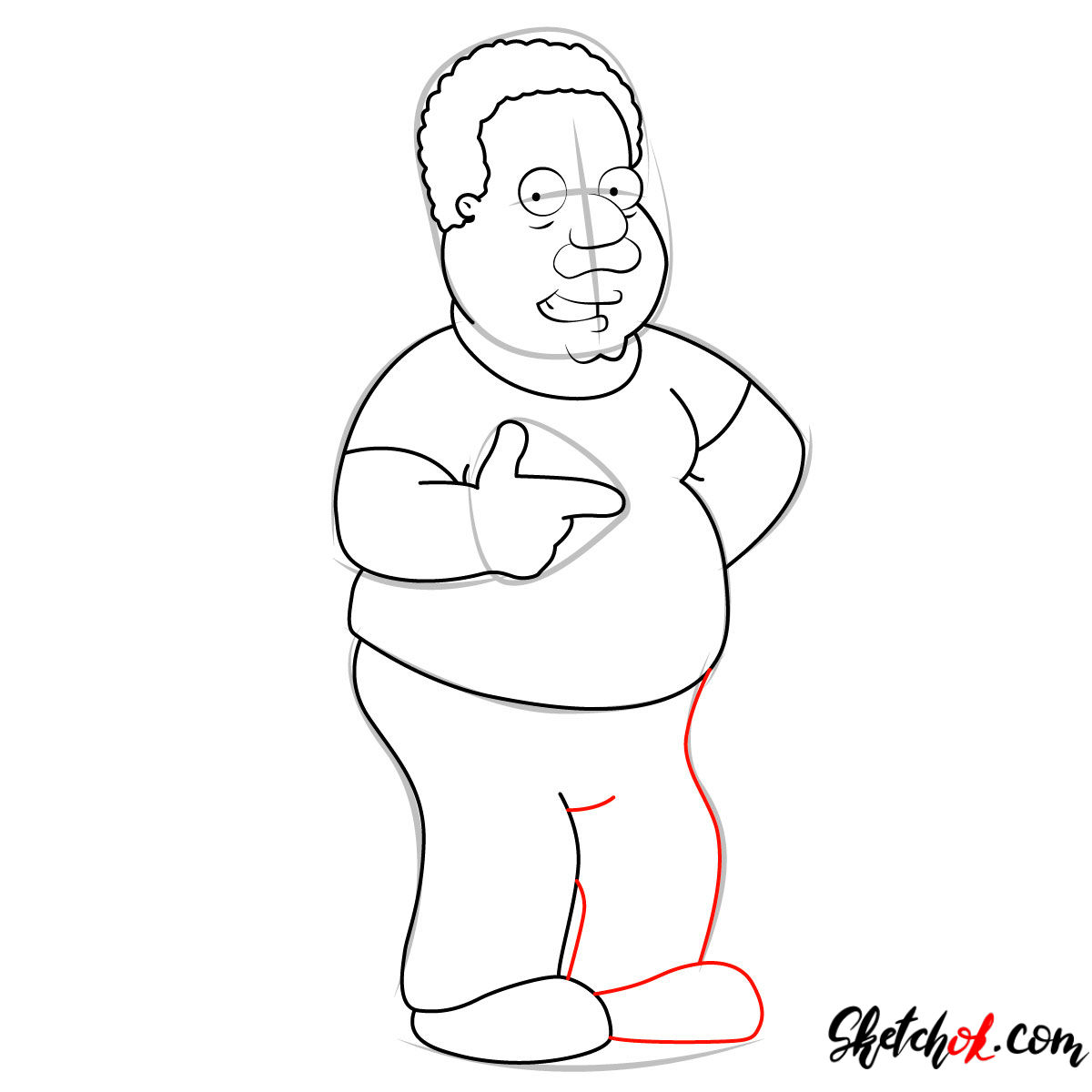 How to draw Cleveland Brown - step 09