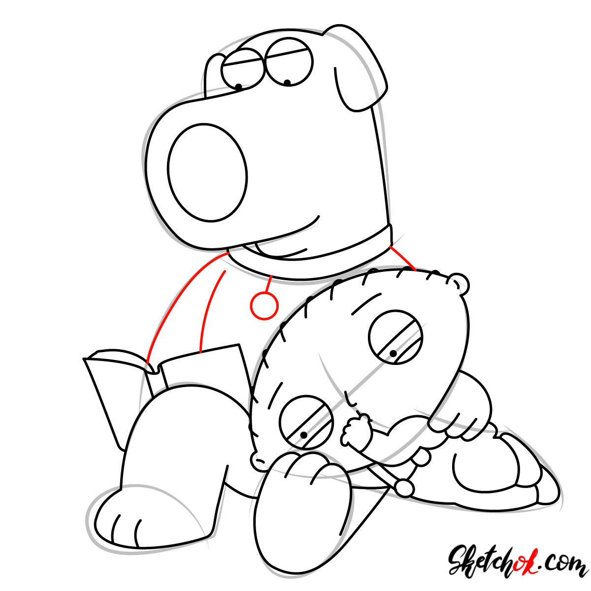 How to draw Stewie and Brian Griffin - step 10