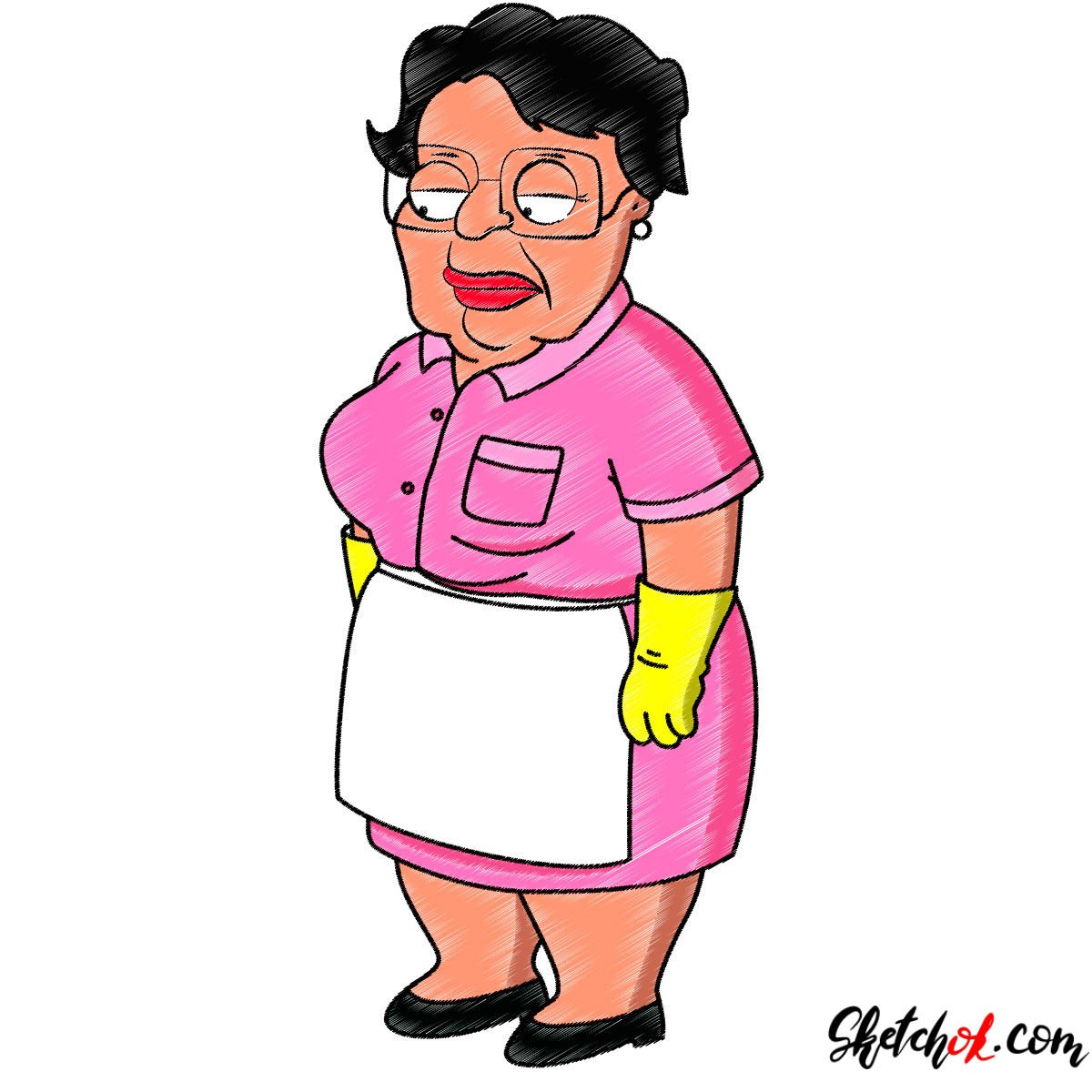 Download How to draw Consuela the housemaid - Step by step drawing tutorials