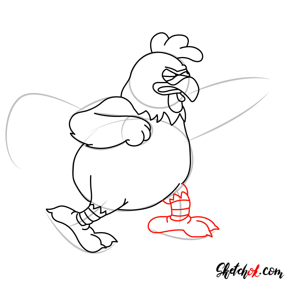 How to draw Ernie the Giant Chicken - step 08