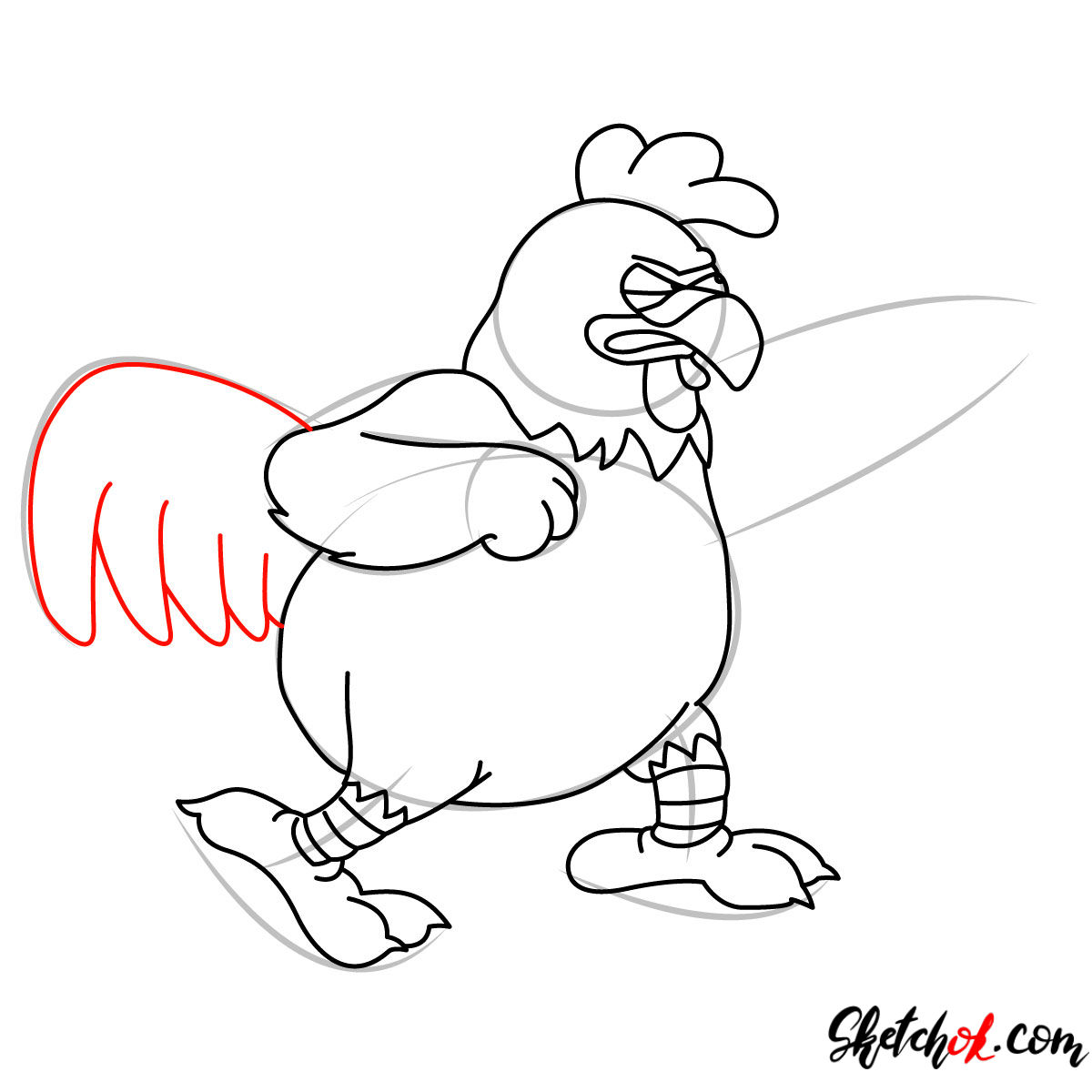 How to draw Ernie the Giant Chicken - step 09