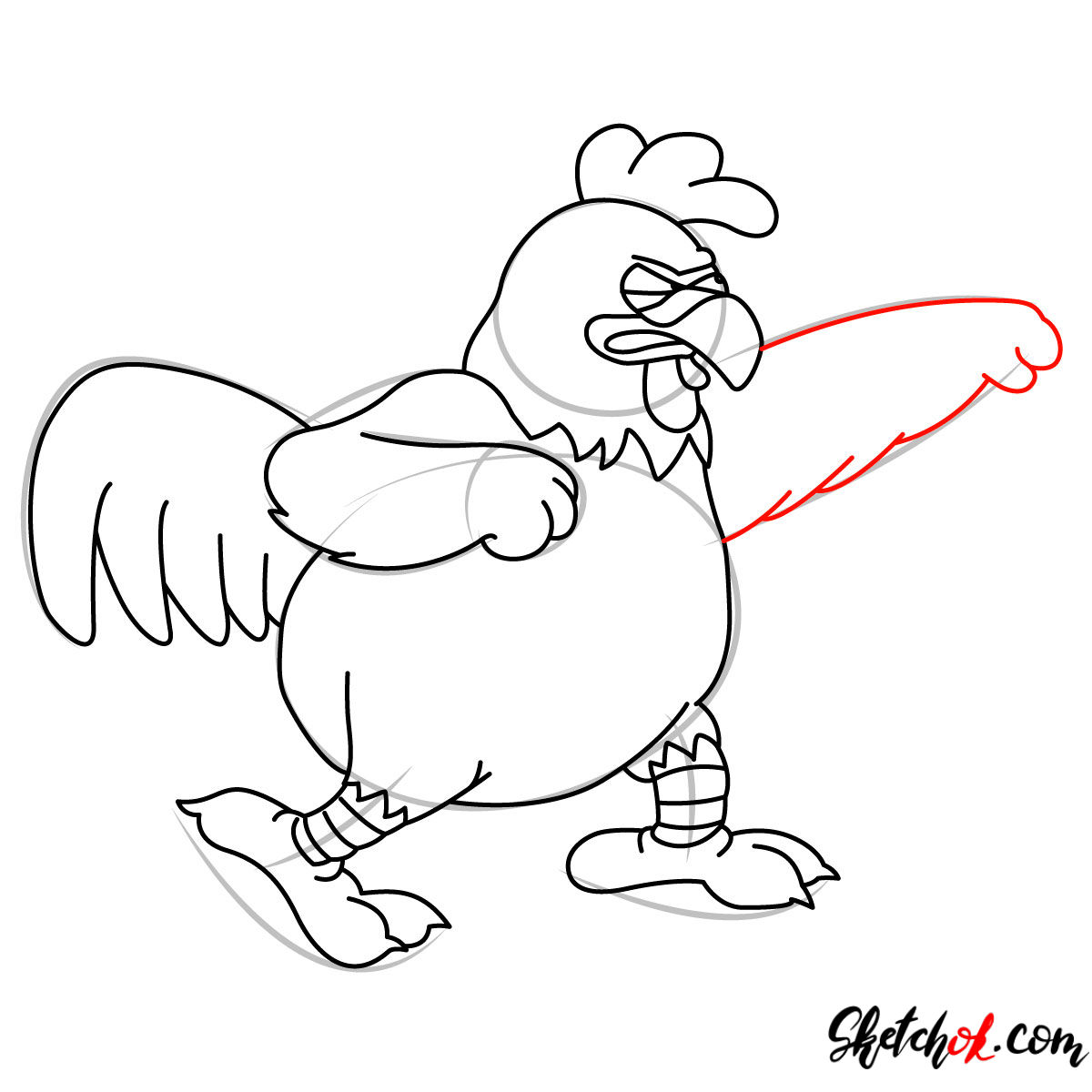 How to draw Ernie the Giant Chicken - step 10