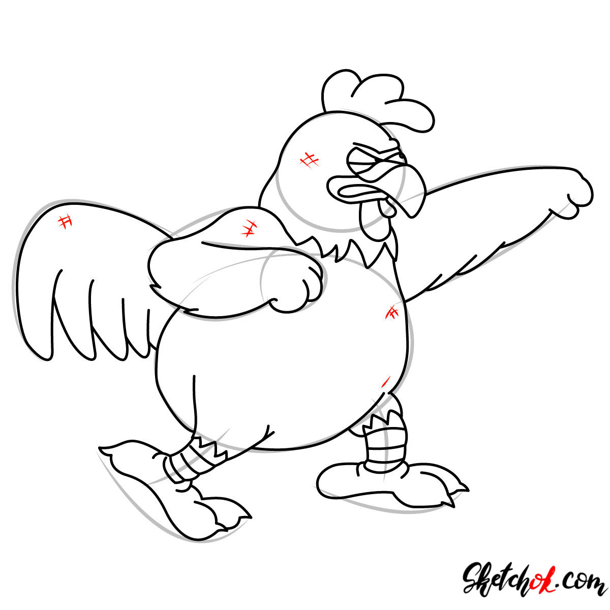 How to draw Ernie the Giant Chicken - step 11