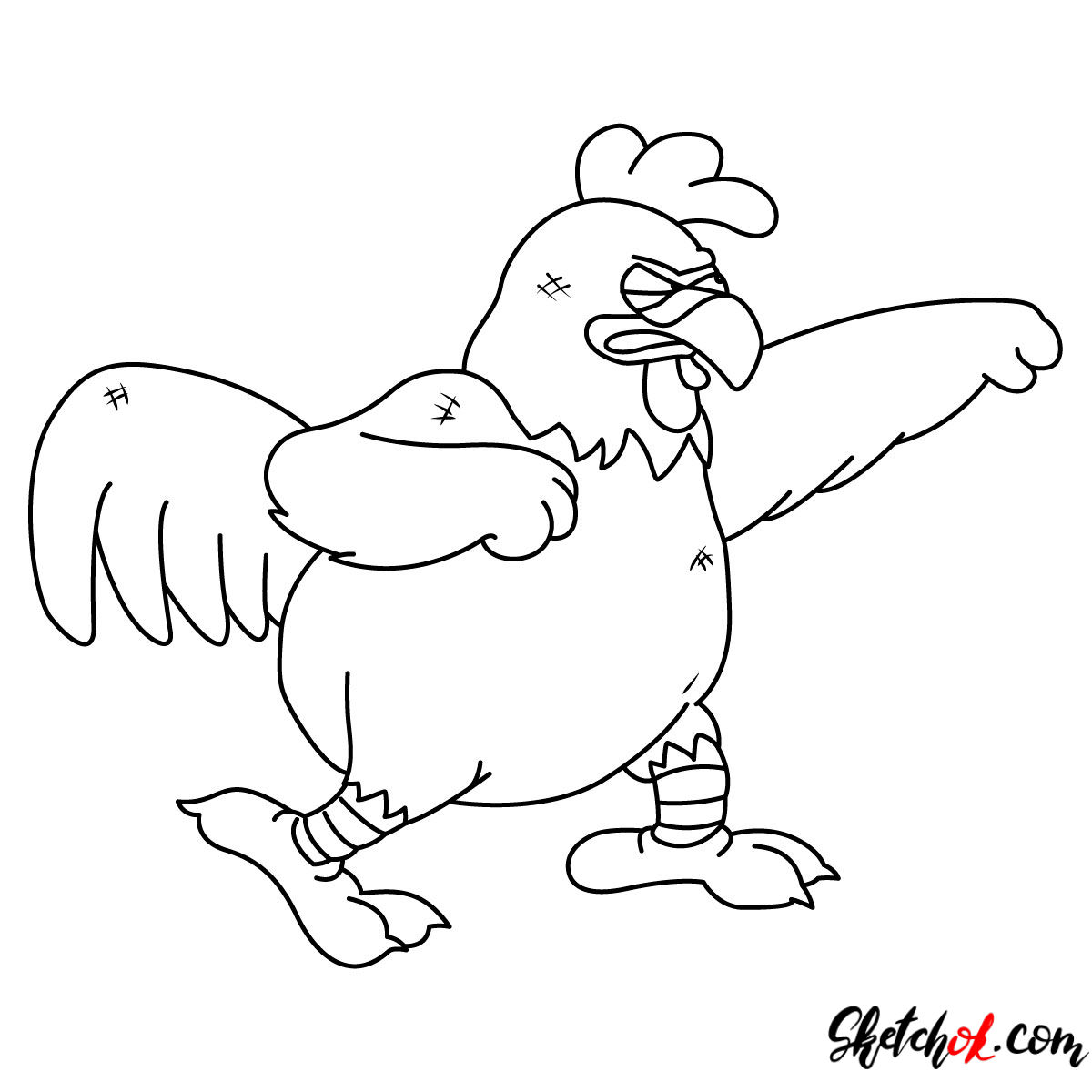 How to draw Ernie the Giant Chicken - step 12