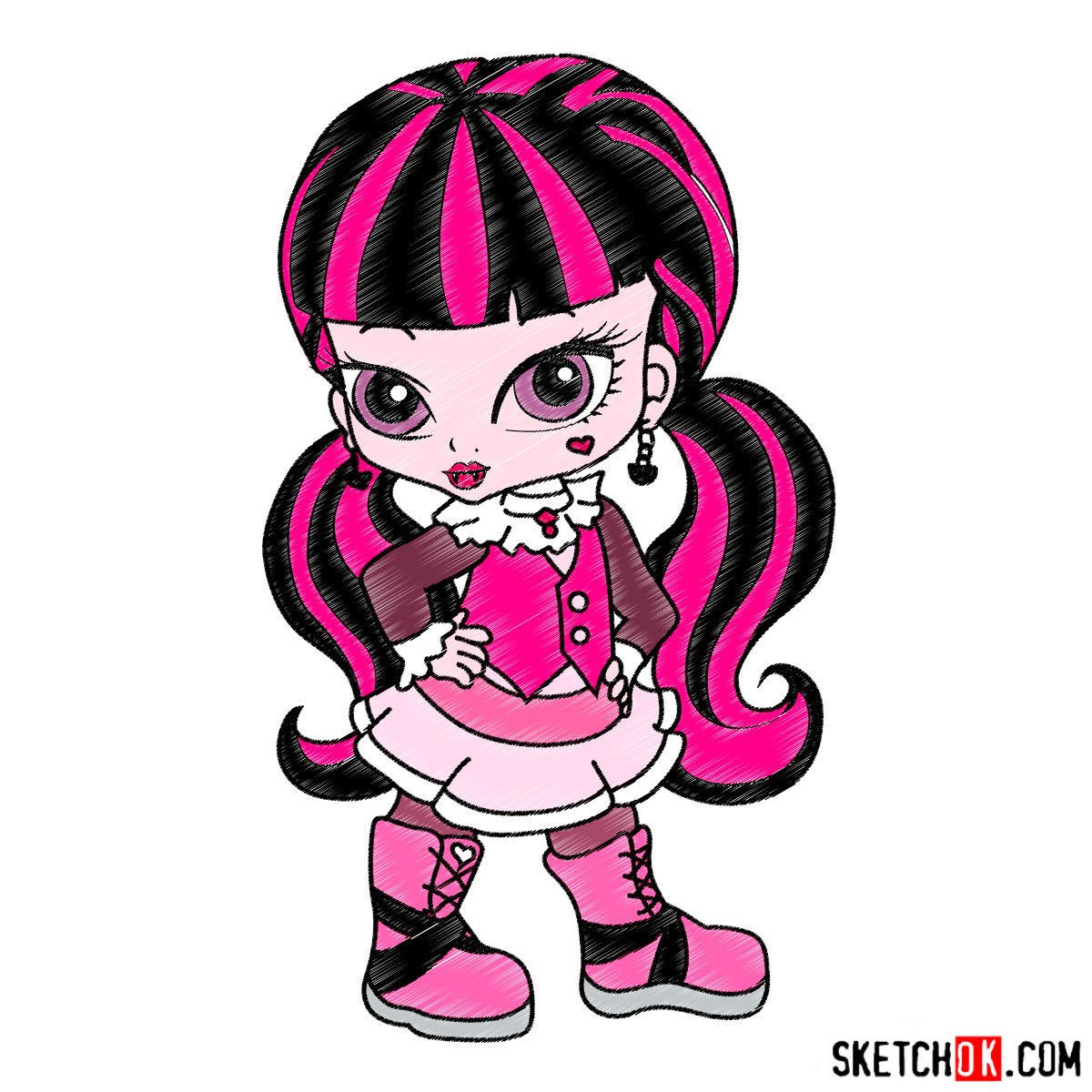 How to draw chibi style Draculaura