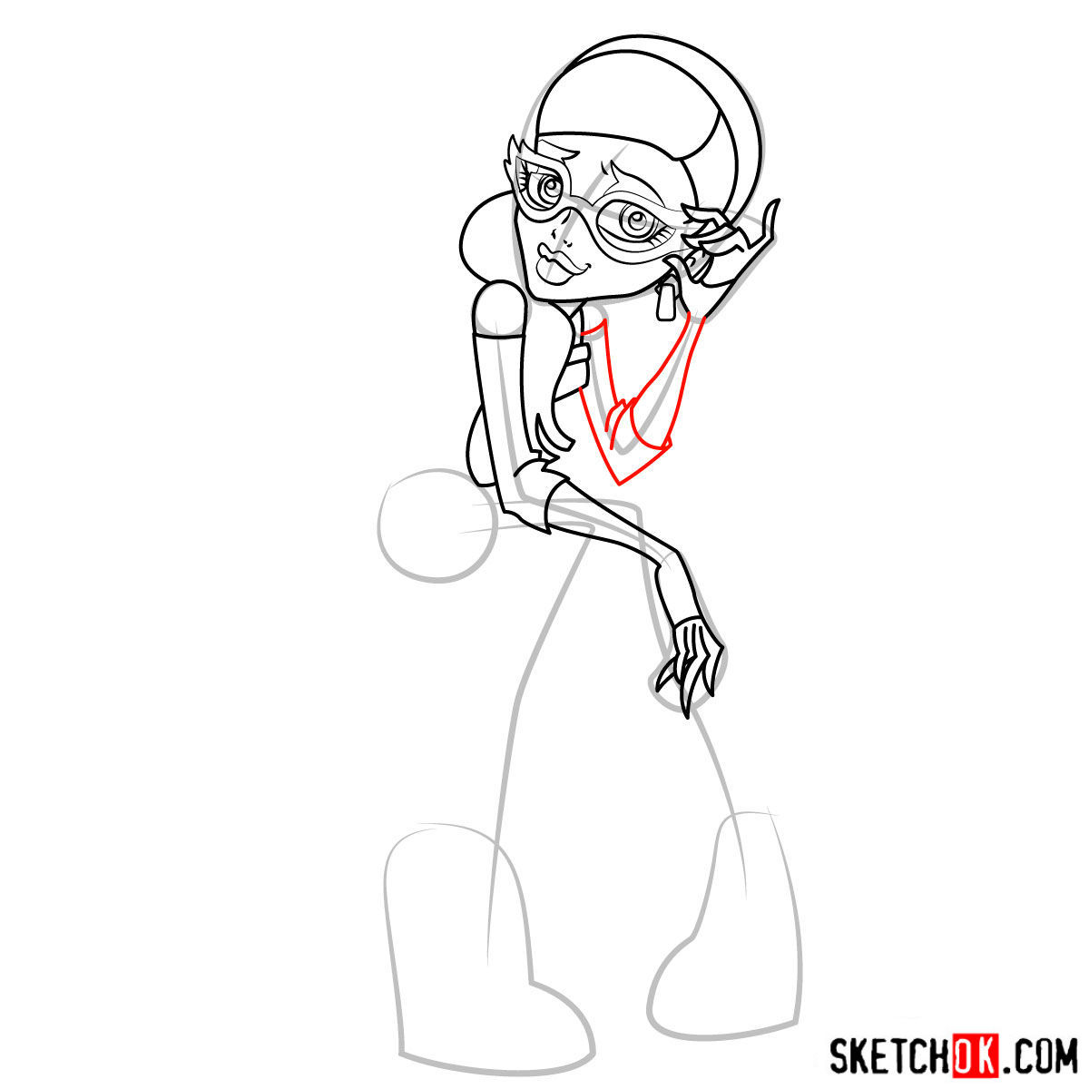 How to draw Ghoulia Yelps - step 09