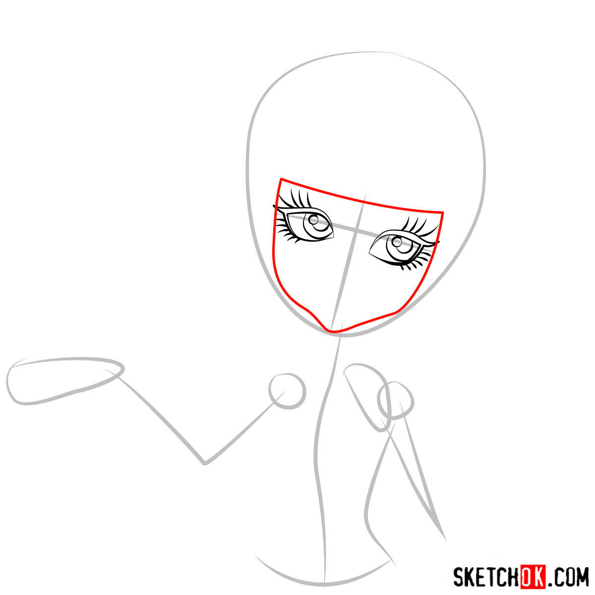 How to draw Draculaura's portrait - step 03