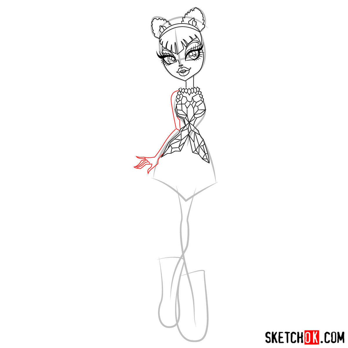 How to draw Catty Noir - step 09