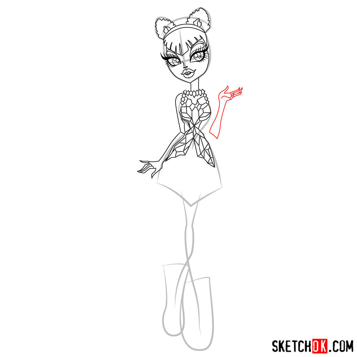 How to draw Catty Noir - step 10