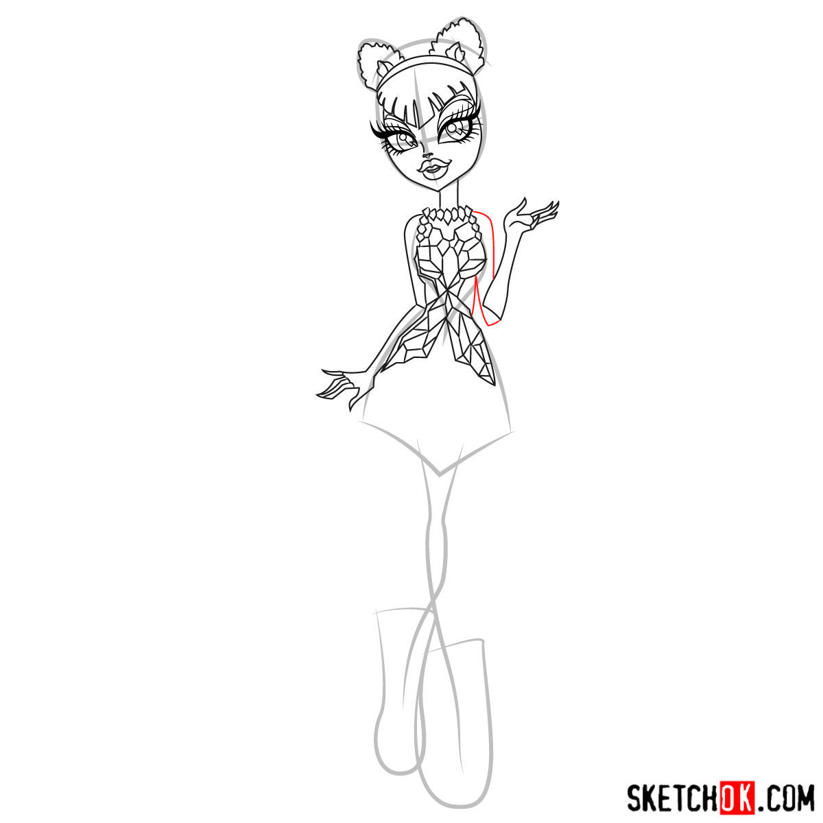 How to draw Catty Noir - step 11