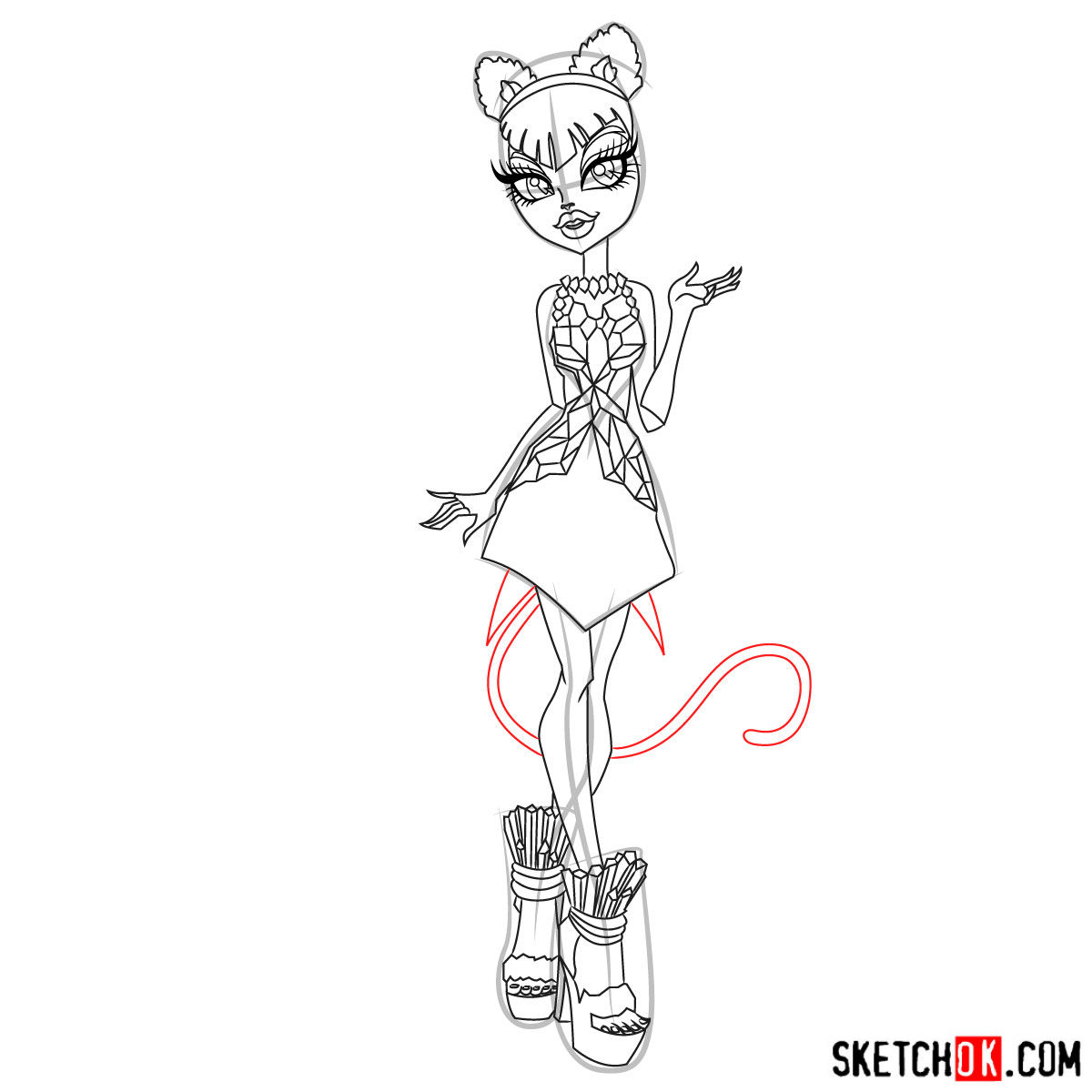 How to draw Catty Noir - step 17