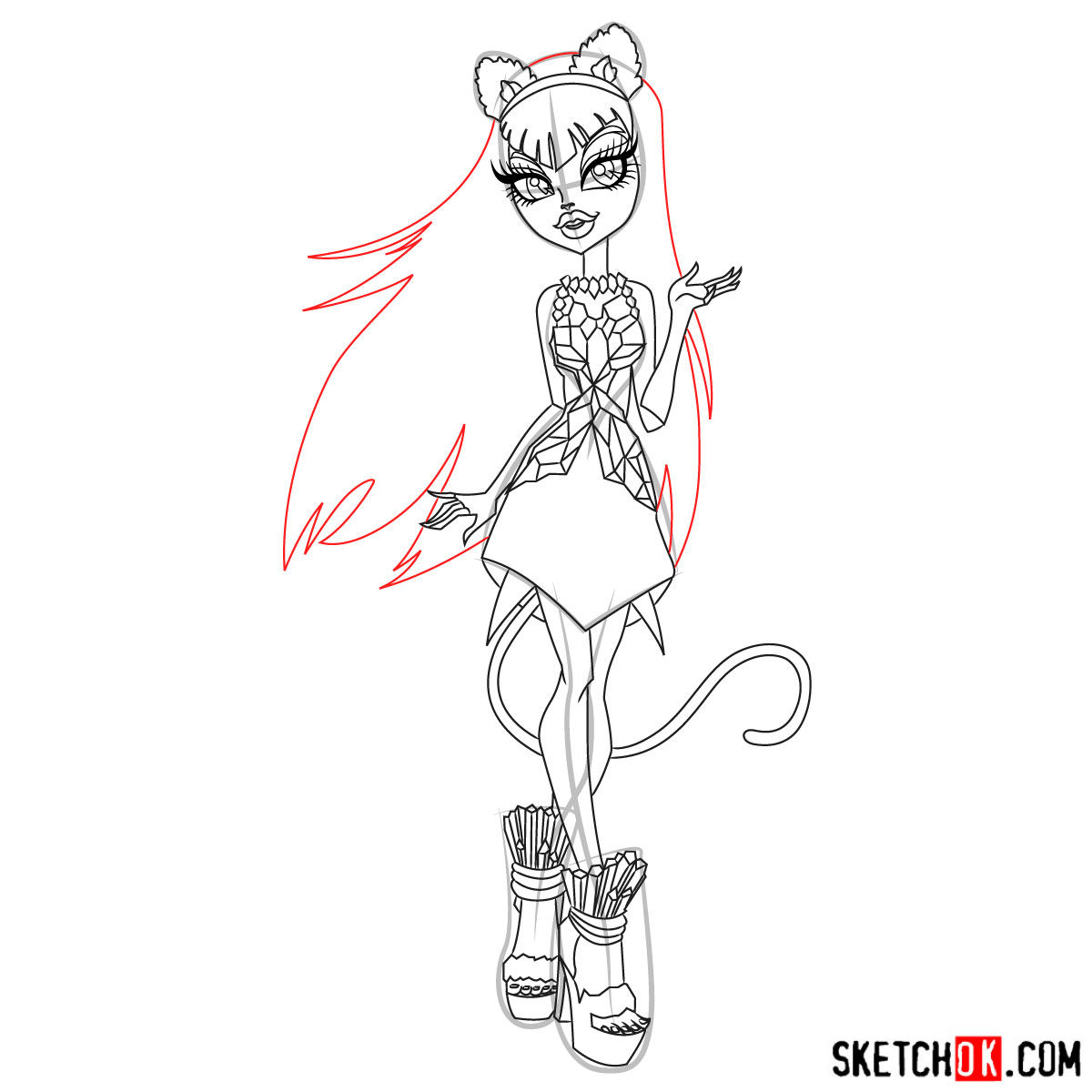 How to draw Catty Noir - step 19