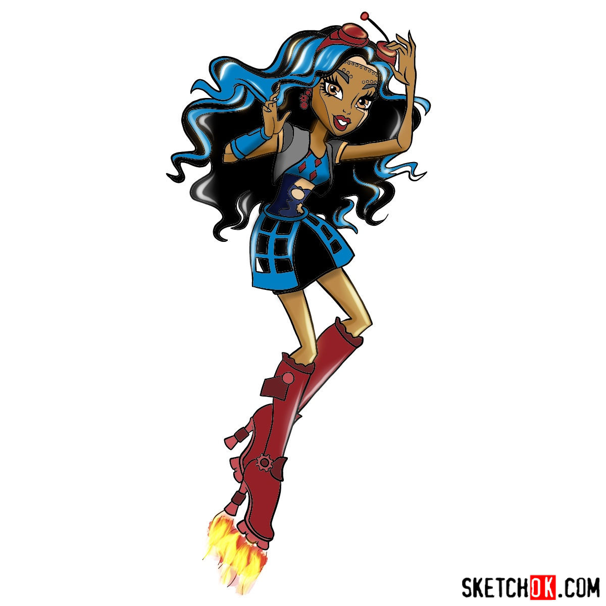 Gears Up Learn How to Draw Robecca Steam from Monster High