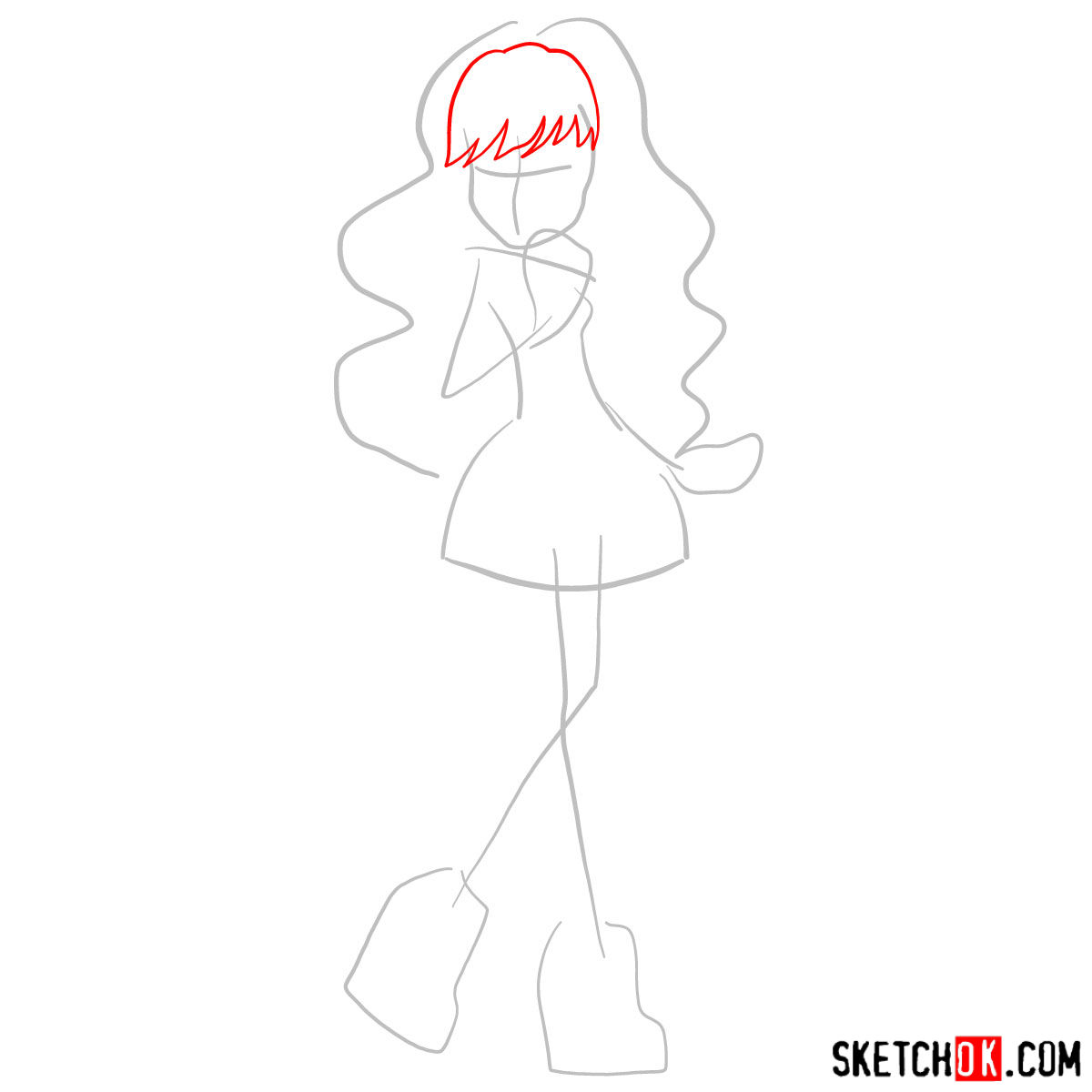 How to draw Twyla from Monster High - step 02