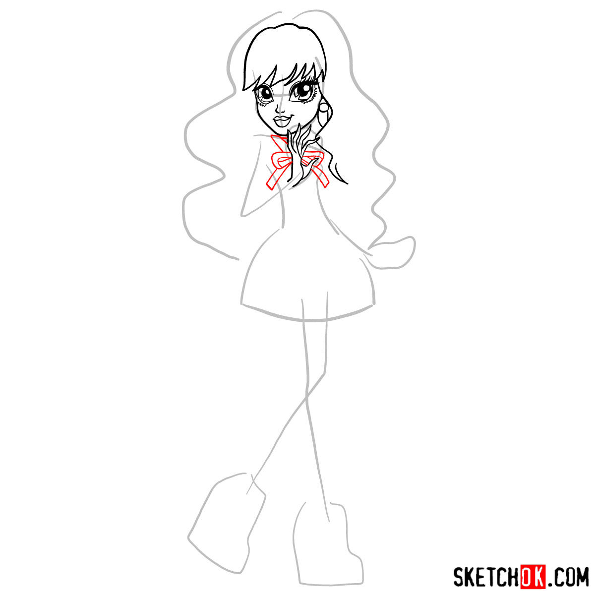 How to draw Twyla from Monster High - step 05