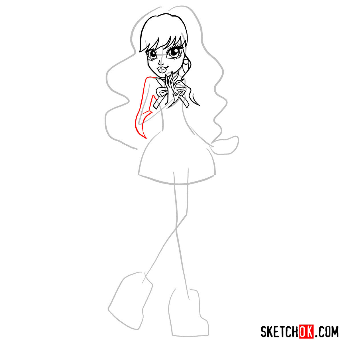 How to draw Twyla from Monster High - step 06