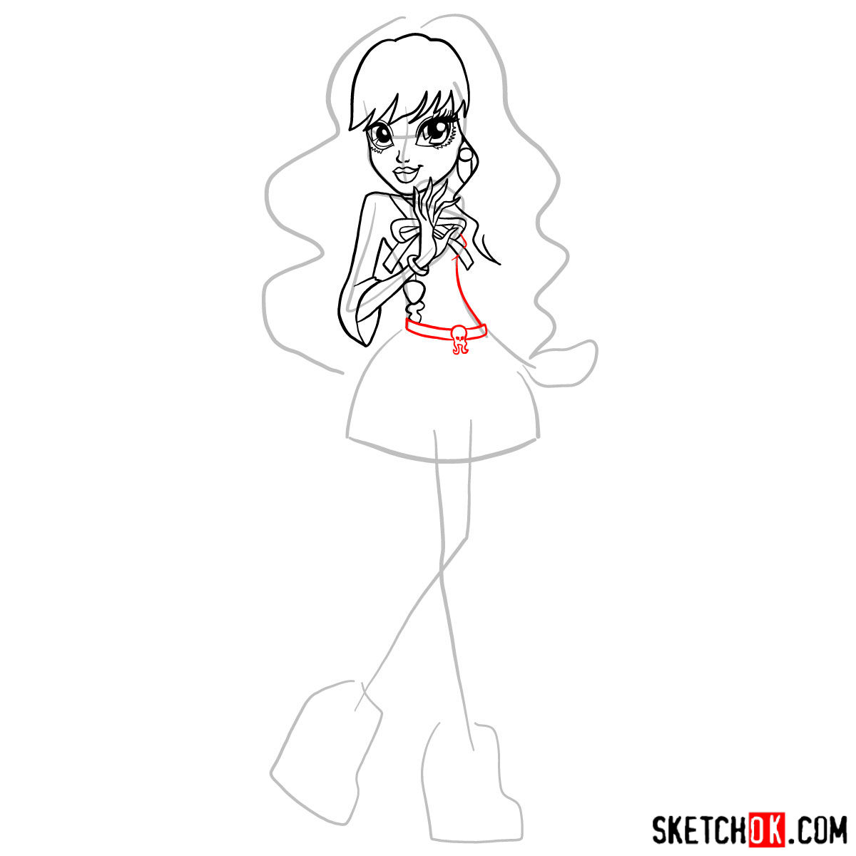How to draw Twyla from Monster High - step 09