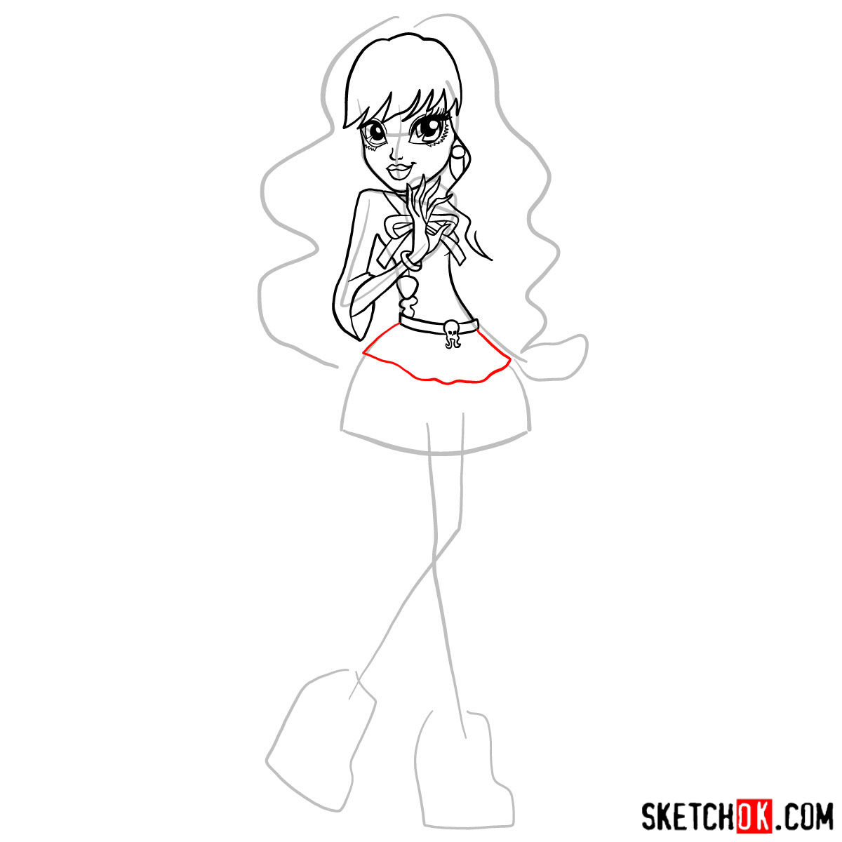 How to draw Twyla from Monster High - step 10
