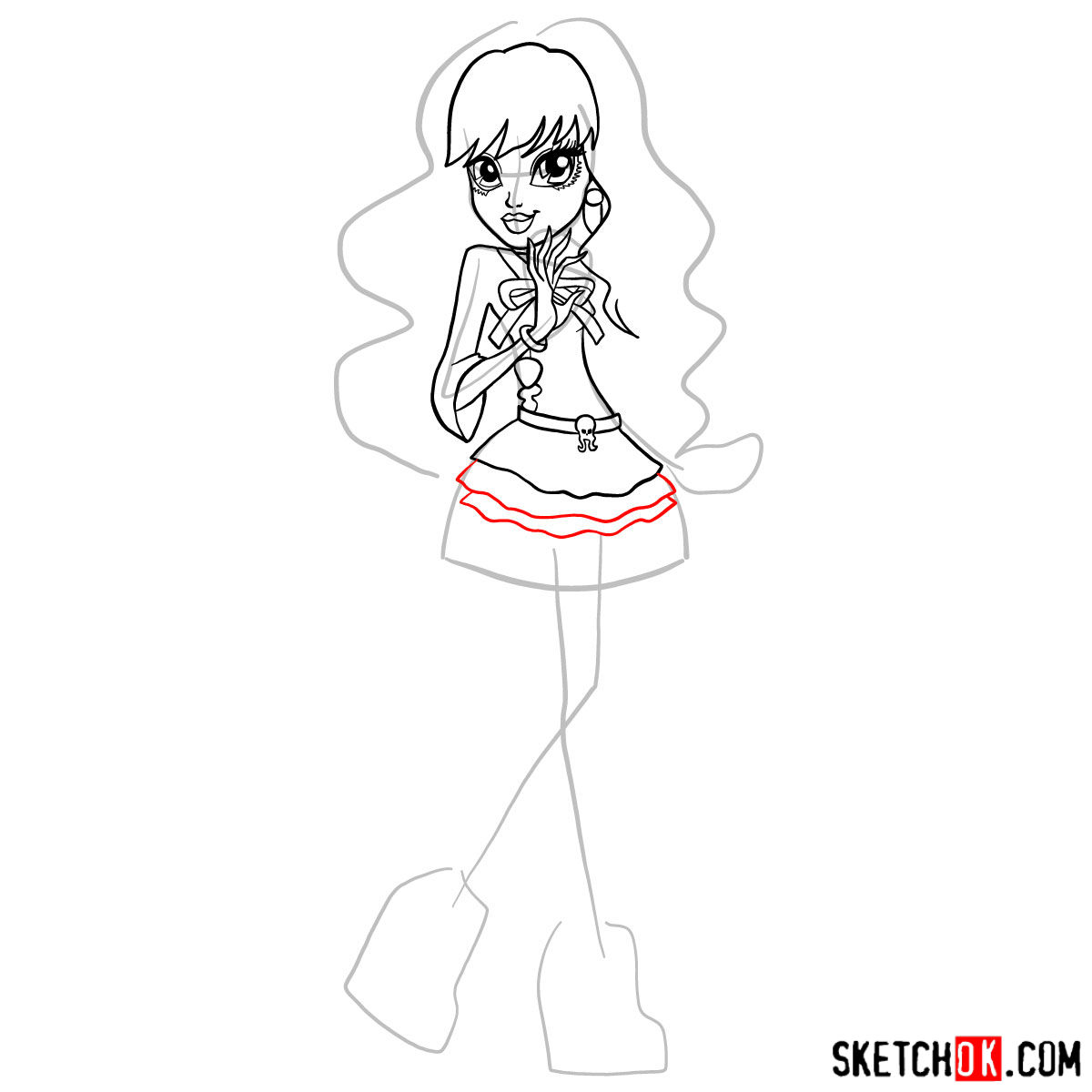 How to draw Twyla from Monster High - step 11