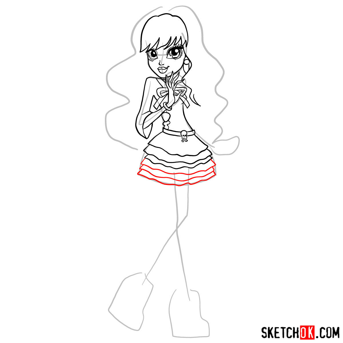 How to draw Twyla from Monster High - step 12