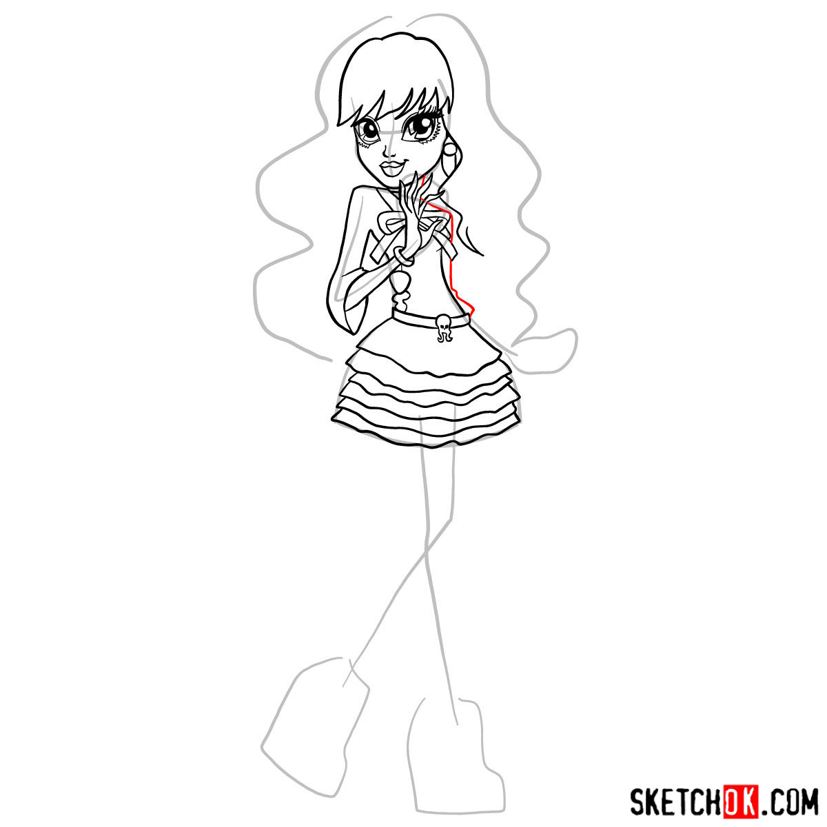 How to draw Twyla from Monster High - step 13