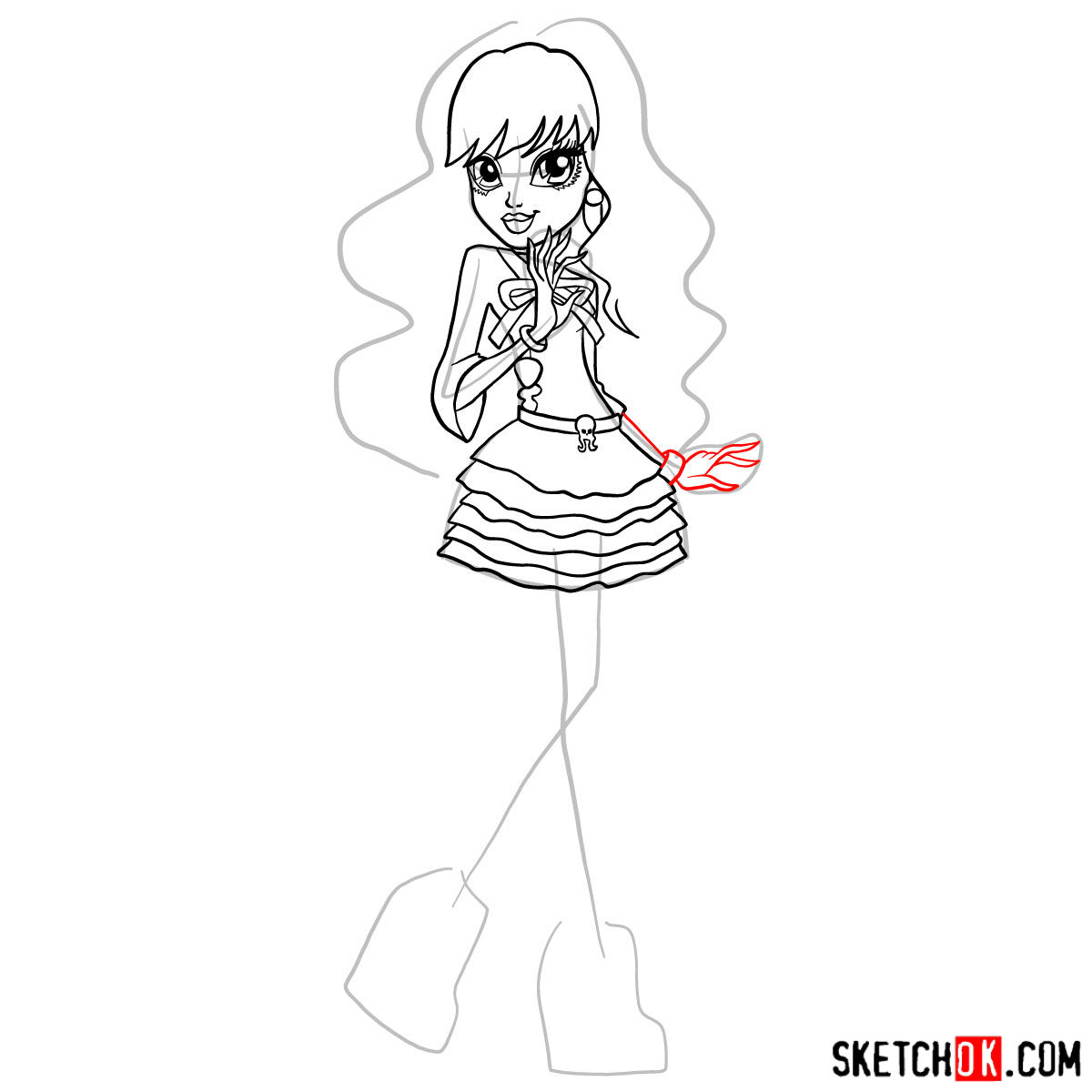 How to draw Twyla from Monster High - step 14