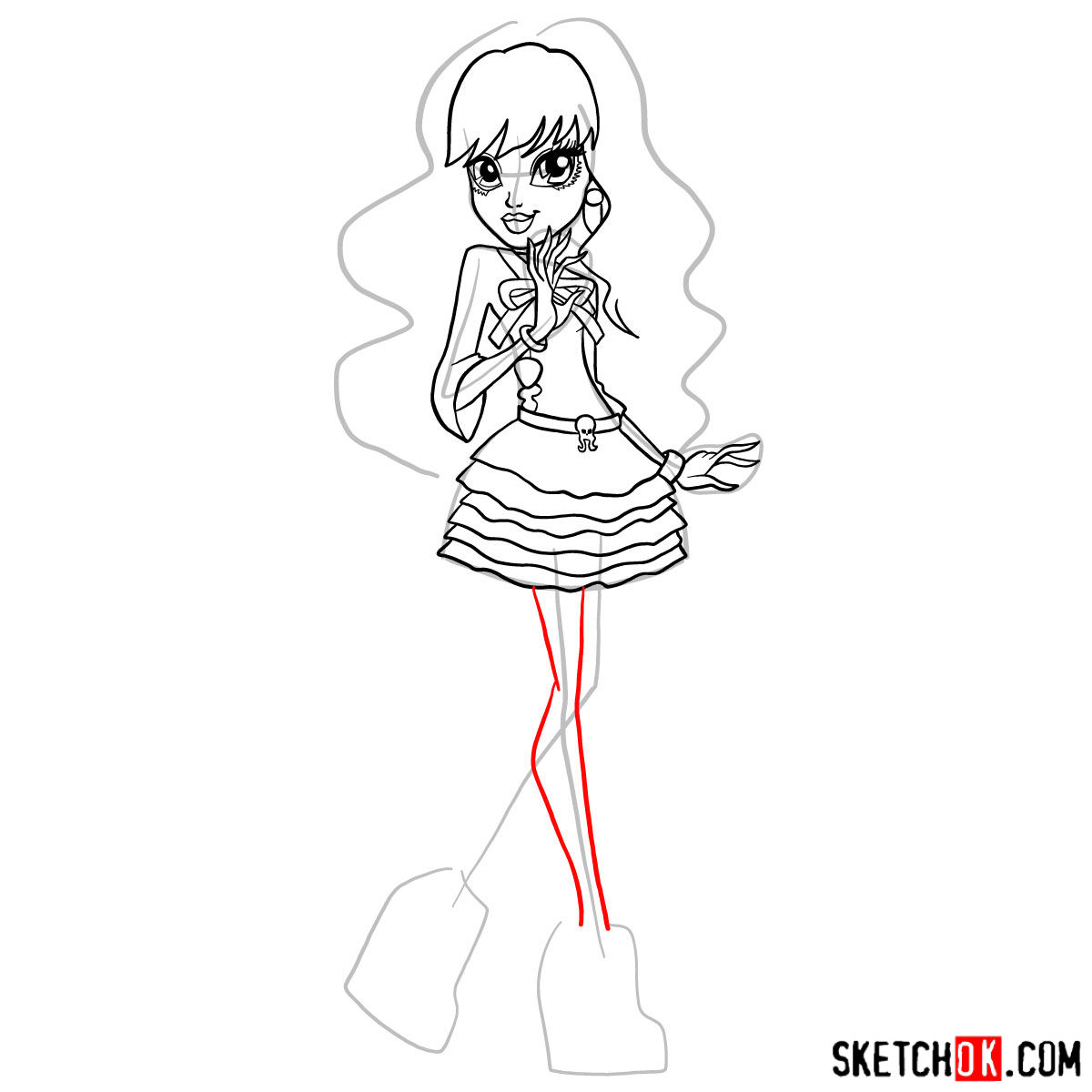 How to draw Twyla from Monster High - step 15