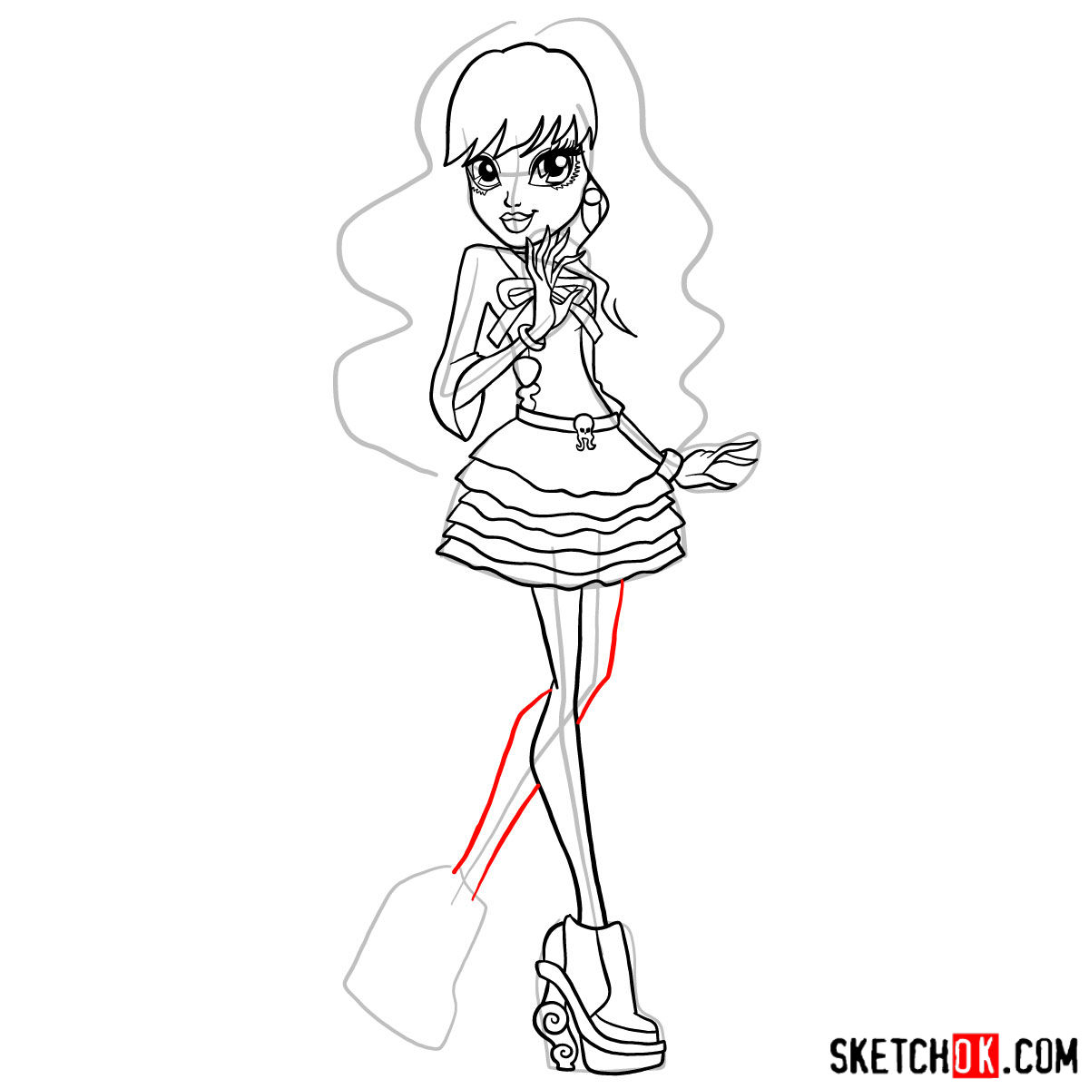 How to draw Twyla from Monster High - step 17