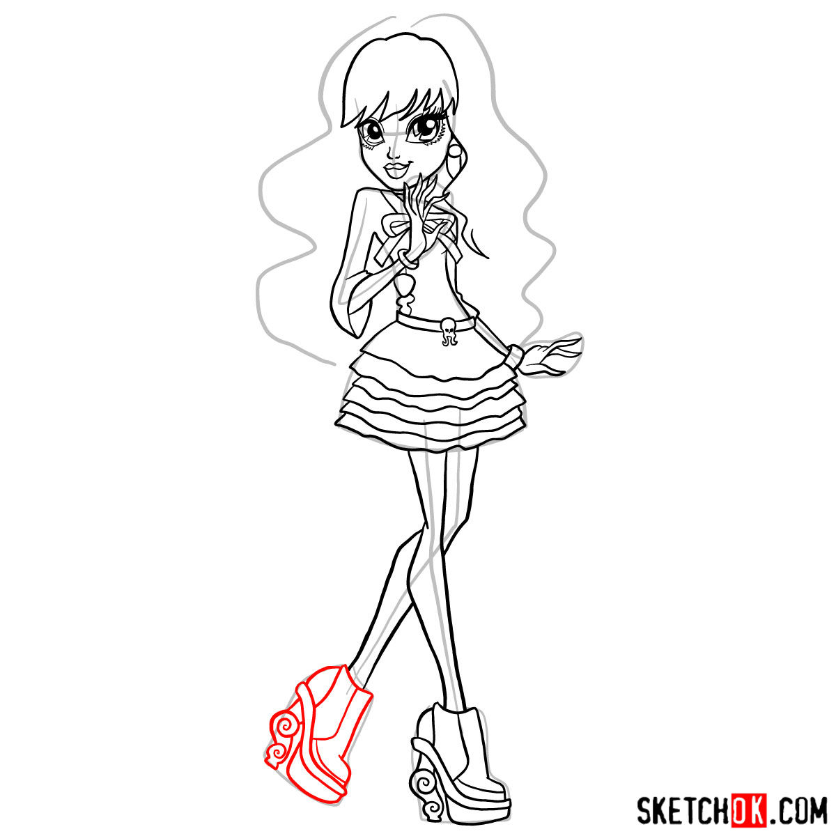 How to draw Twyla from Monster High - step 18