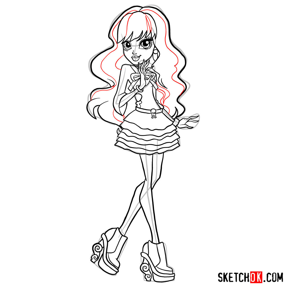 How to draw Twyla from Monster High - step 20