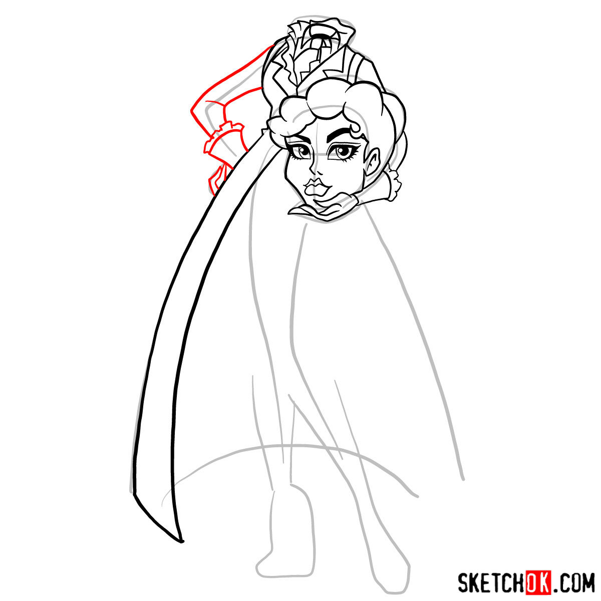 How to draw Headless Headmistress Bloodgood - step 08