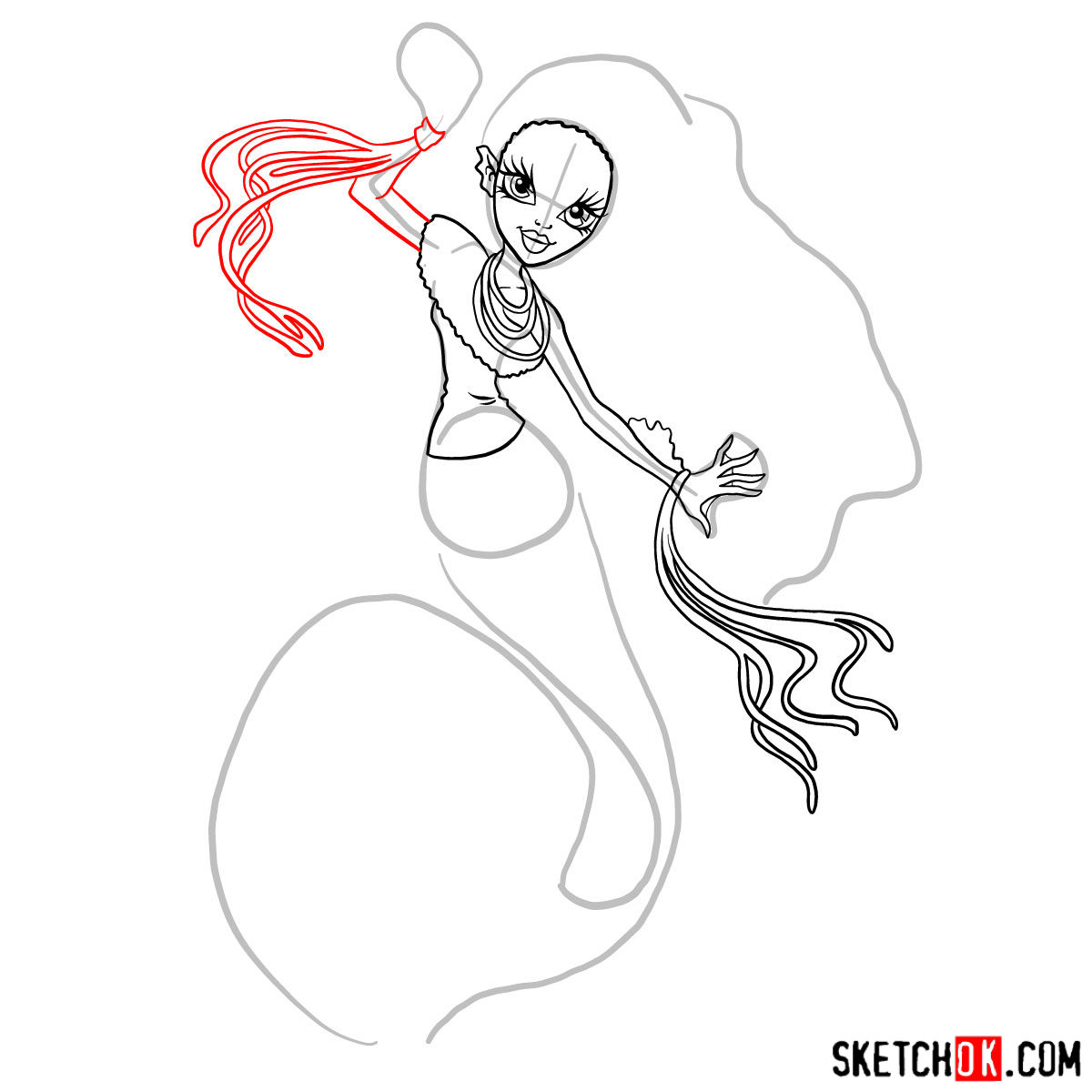 How to draw Sirena Von Boo - step 08