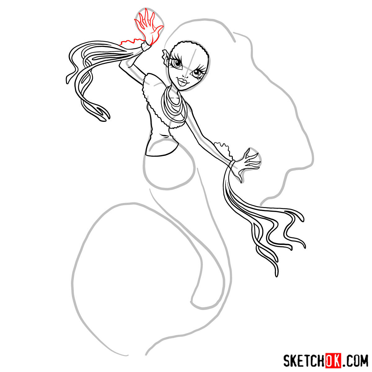 How to draw Sirena Von Boo - step 09