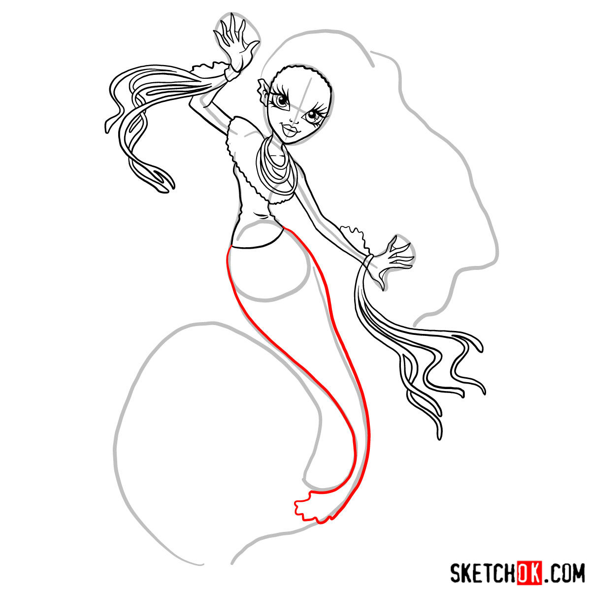 How to draw Sirena Von Boo - step 10